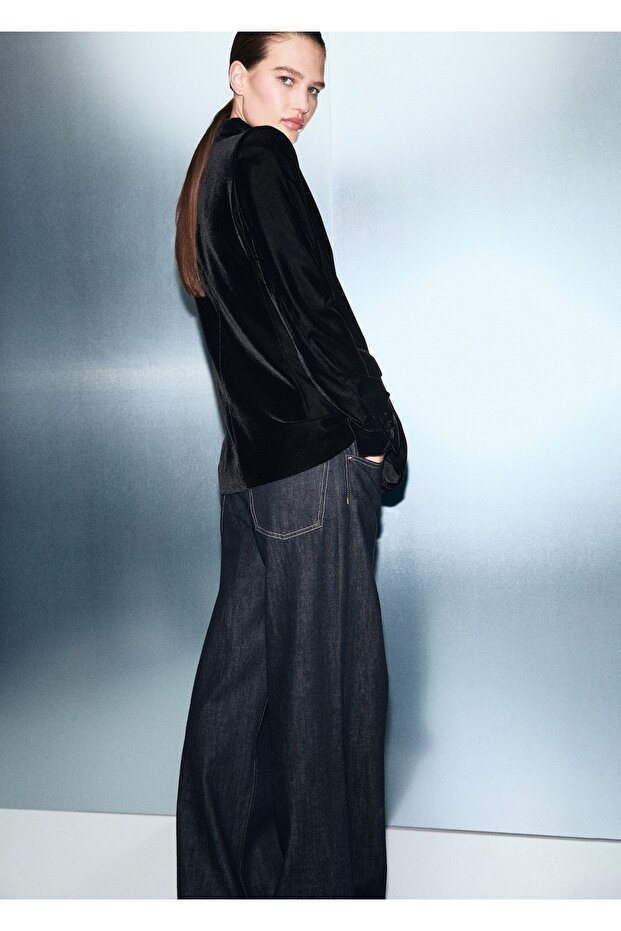 Kadife kruvaze blazer ceket - 4