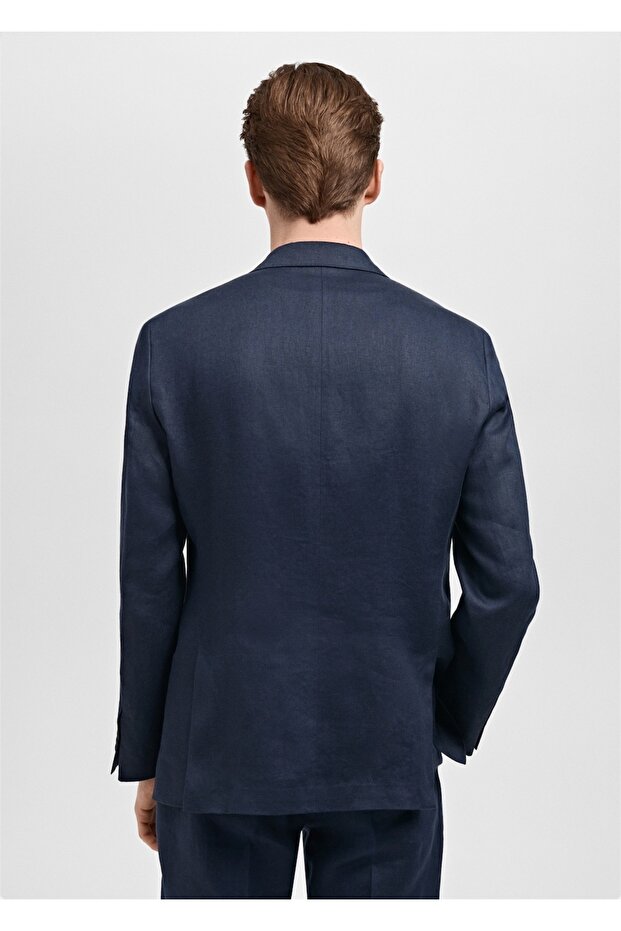 Amalfi %100 keten slim fit blazer ceketi - 4