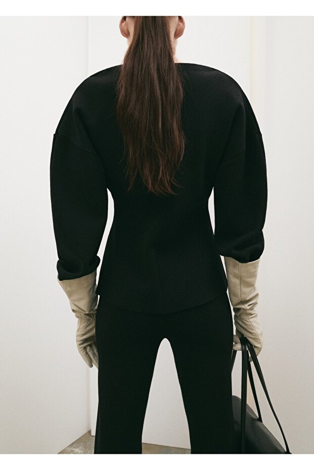 V yaka oversize hırka - 4