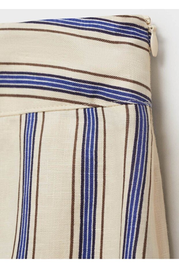 Çizgili keten etek - 8