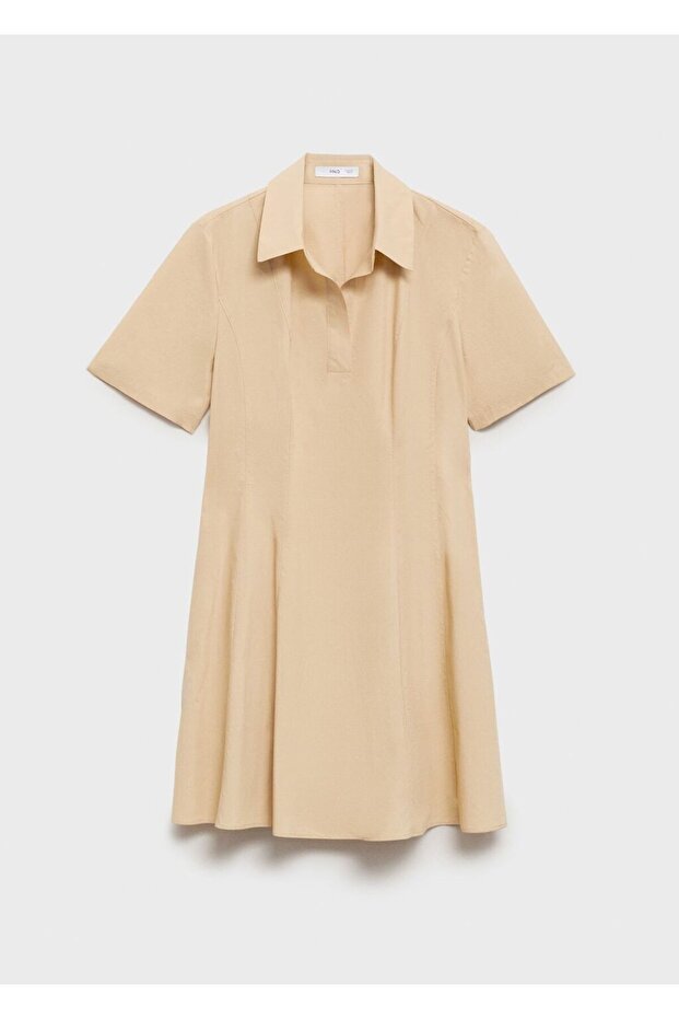 Pamuklu gömlek elbise - 3