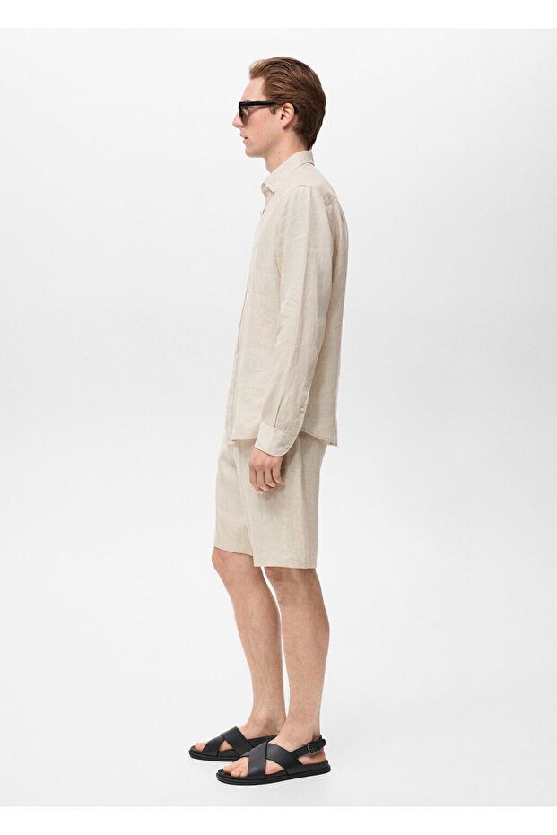 %100 keten regular fit gömlek - 7