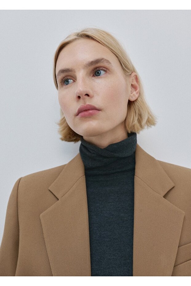 Çift düğmeli kumaş blazer ceket - 6