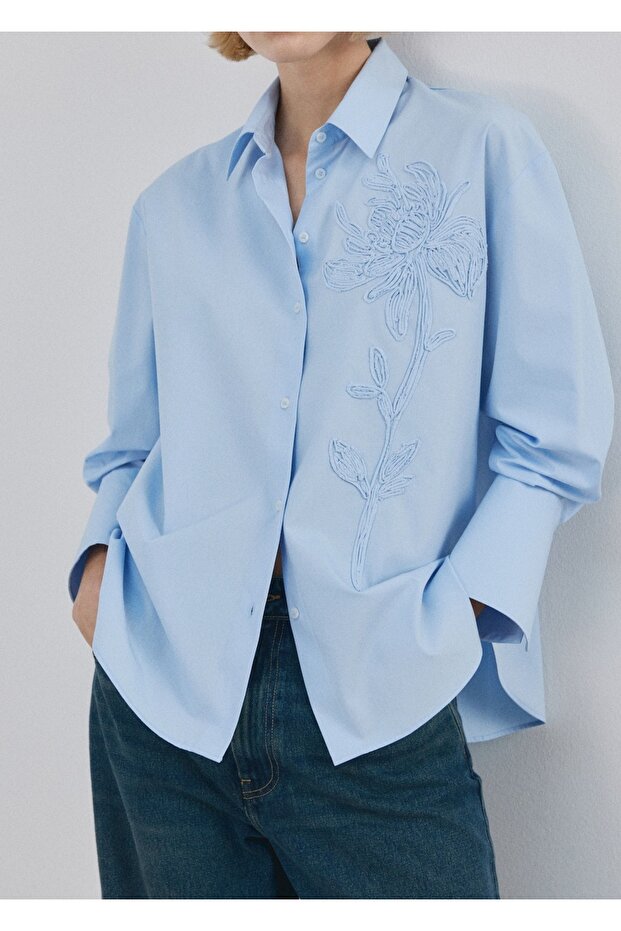 Çiçek işlemeli gömlek - 1