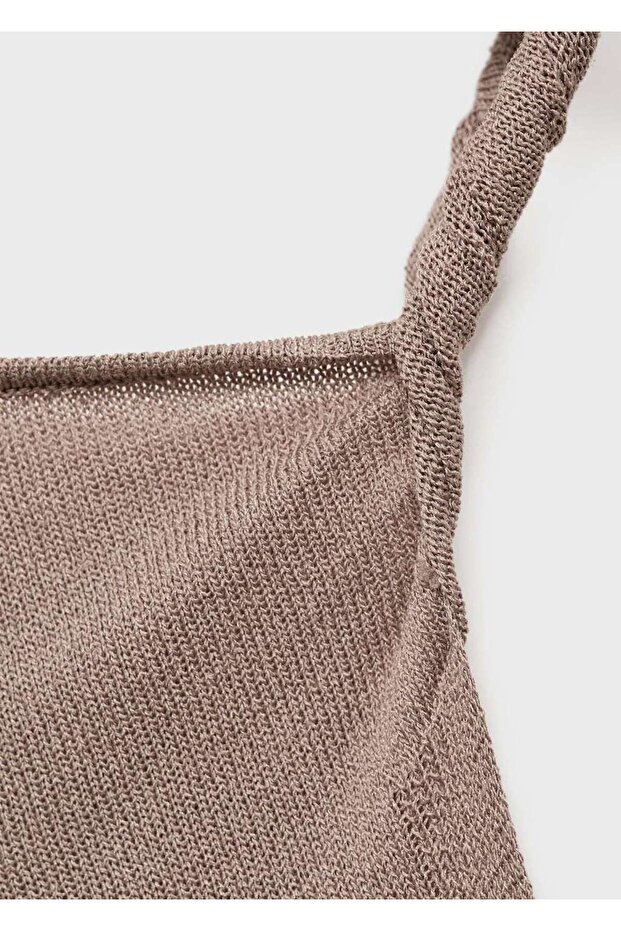 Asimetrik askılı triko bluz - 8