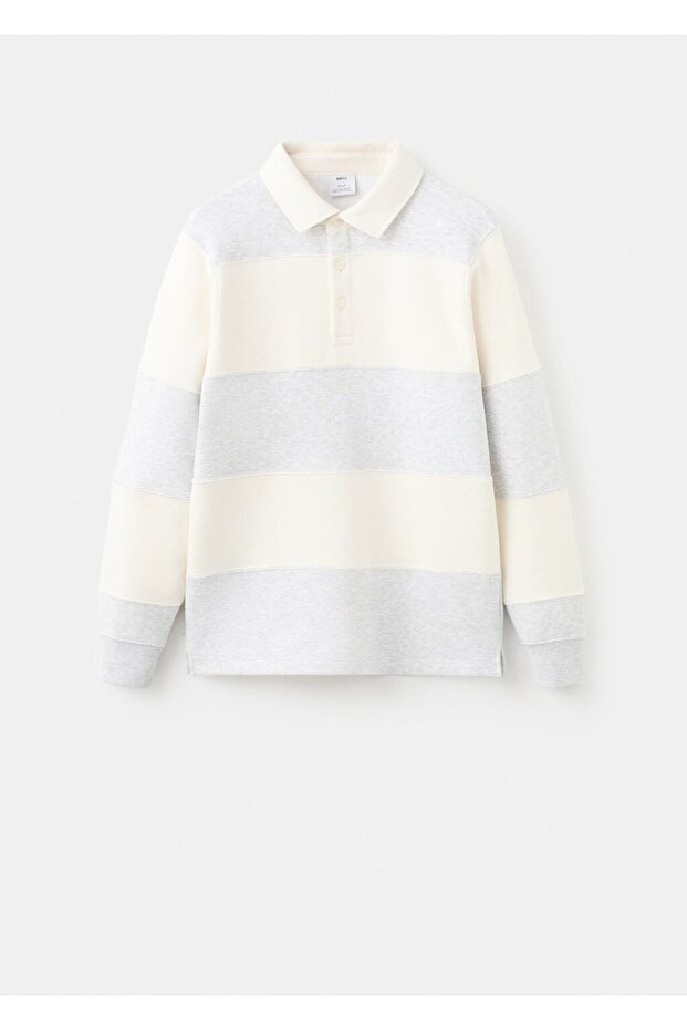 Çizgili polo sweatshirt - 3