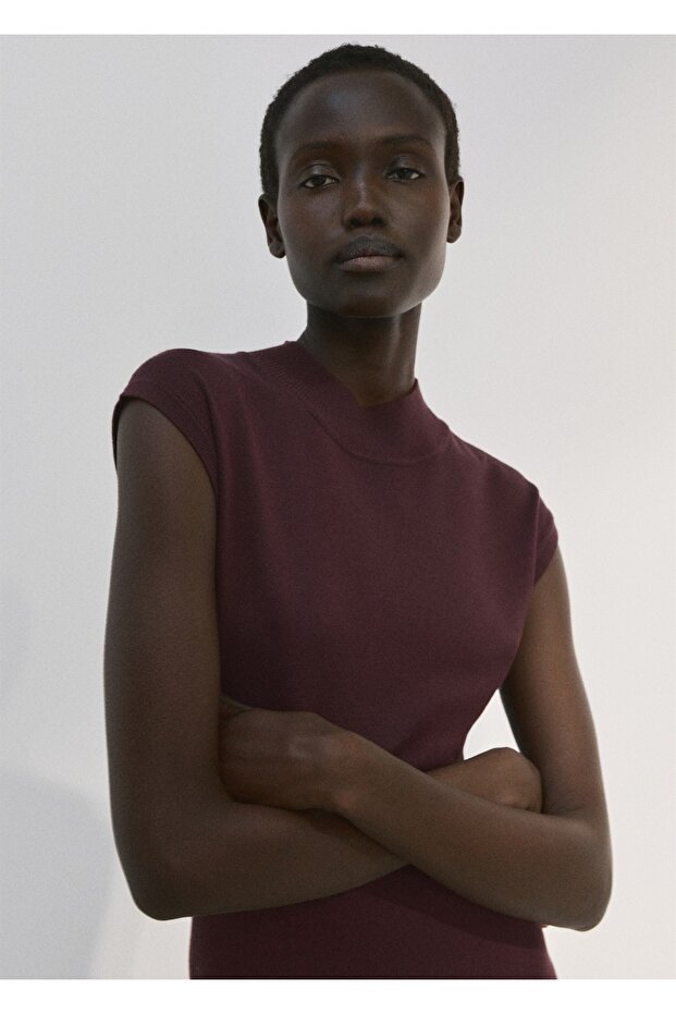 Perkins yakalı triko elbise - 6