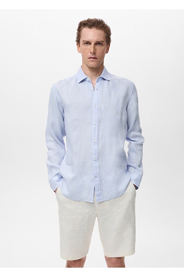 %100 keten gömlek - 1