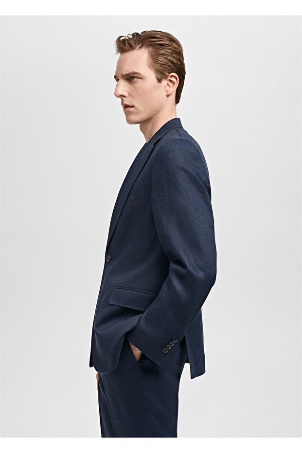 Amalfi %100 keten slim fit blazer ceketi - 6
