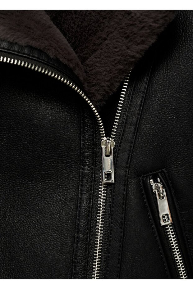 Suni kürk astarlı ceket - 5