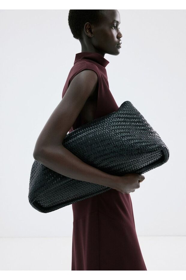 Drape yaka uzun elbise - 7