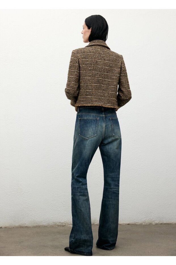 Kürk yaka tüvit ceket - 4