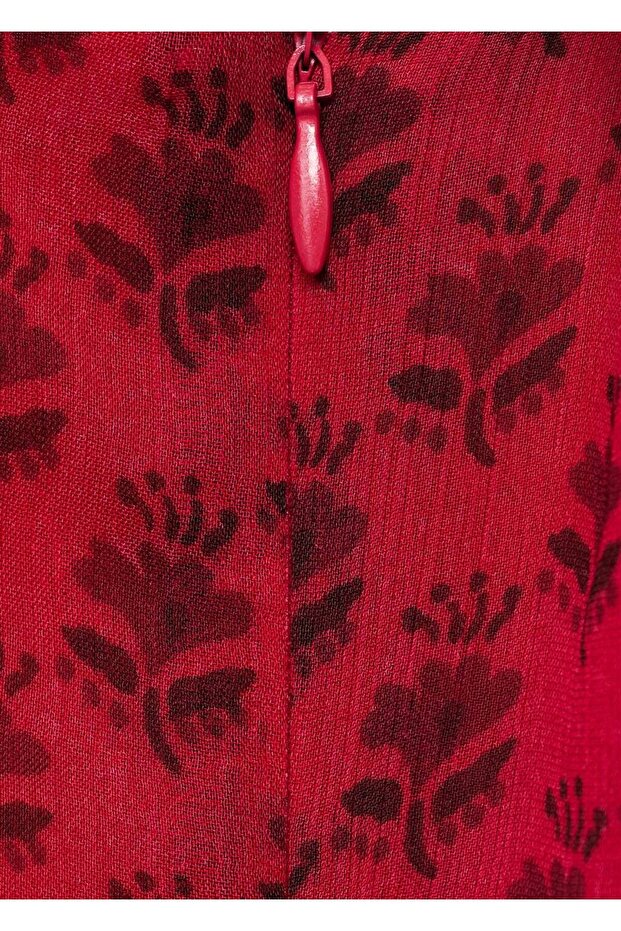 Çiçek desenli şifon elbise - 7