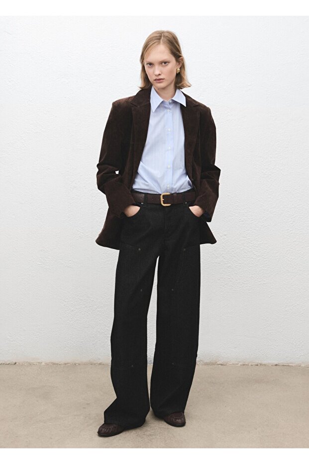 Barrel yamalı jean pantolon - 2