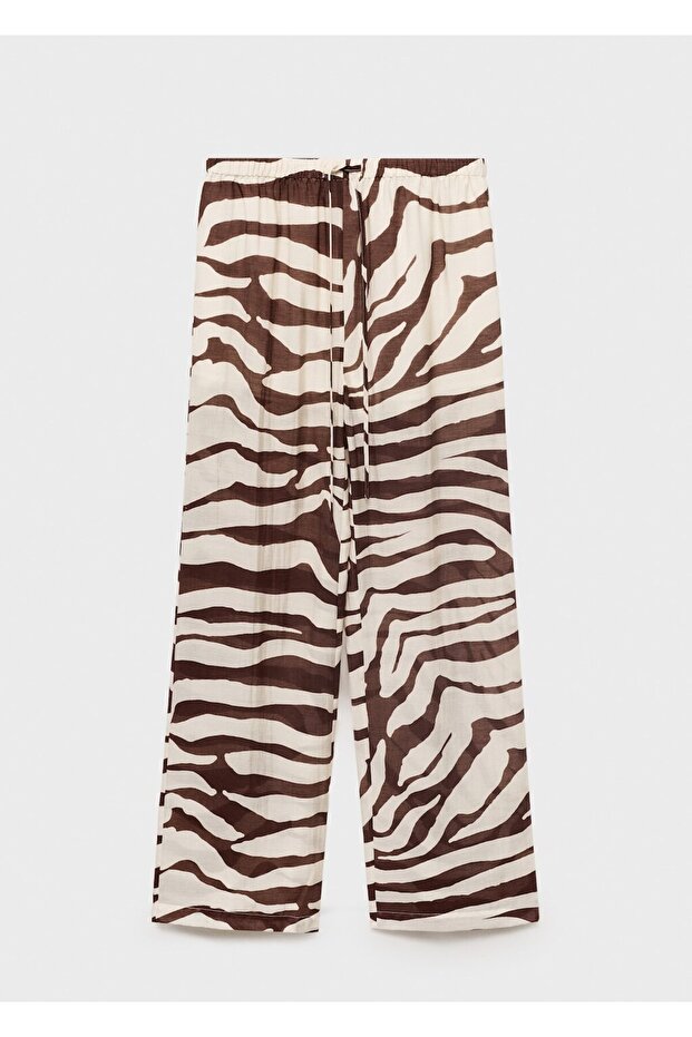 Zebra desenli dökümlü pantolon - 3