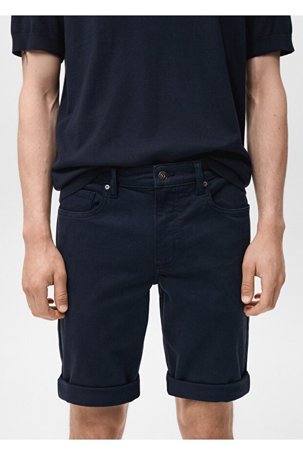 Slim fit kot bermuda şort - 6