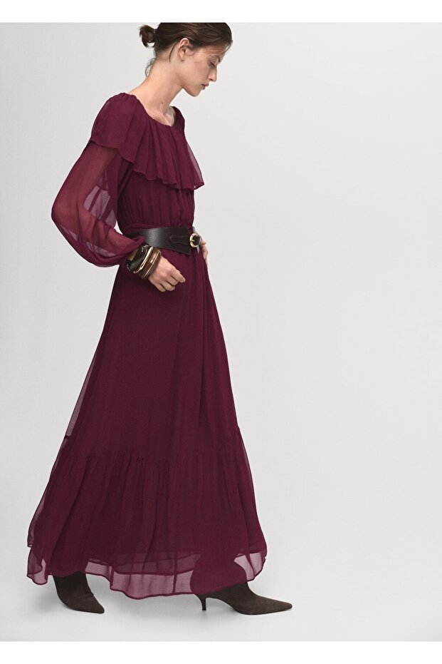 Volanlı straplez elbise - 7