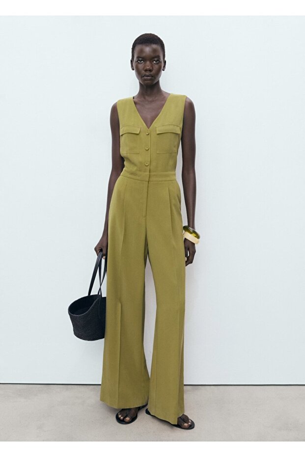 Göğsü cepli uzun tulum - 2