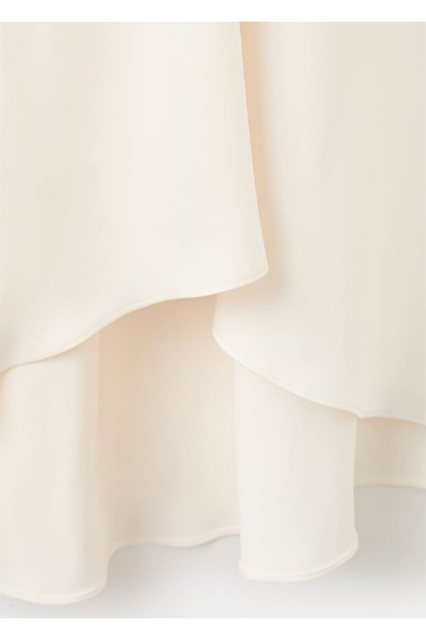 Asimetrik yaka evaze elbise - 5