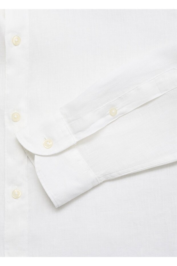 %100 keten regular fit gömlek - 5