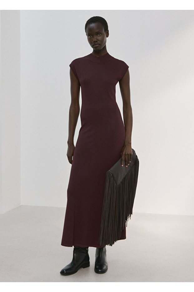 Perkins yakalı triko elbise - 2