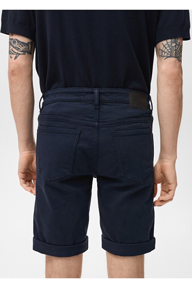Slim fit kot bermuda şort - 8