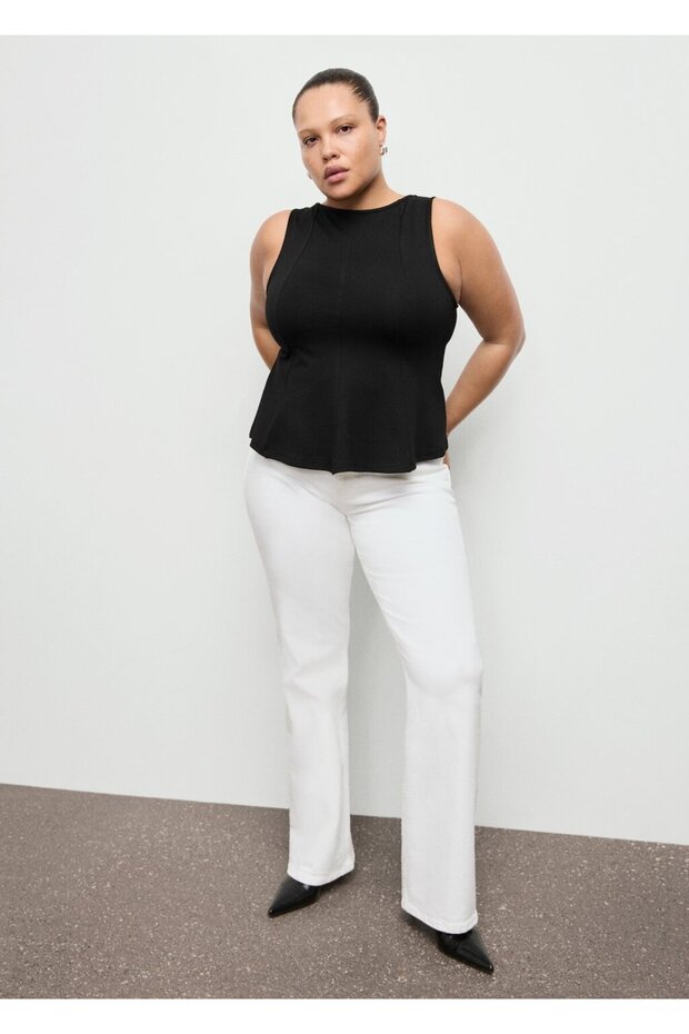 Dikiş detaylı peplum bluz - 7