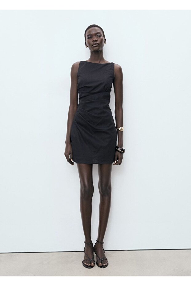 Drape keten elbise - 2