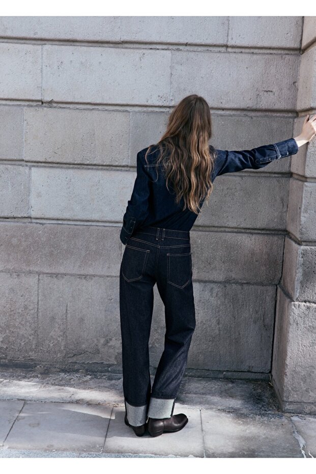 Paçaları kıvrık jean - 4