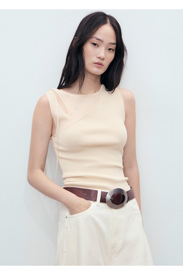 Cut out detaylı triko bluz - 1