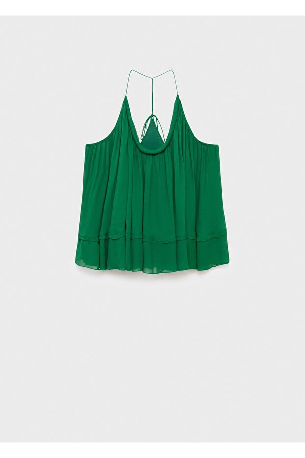 Pileli sırt dekolteli bluz - 3