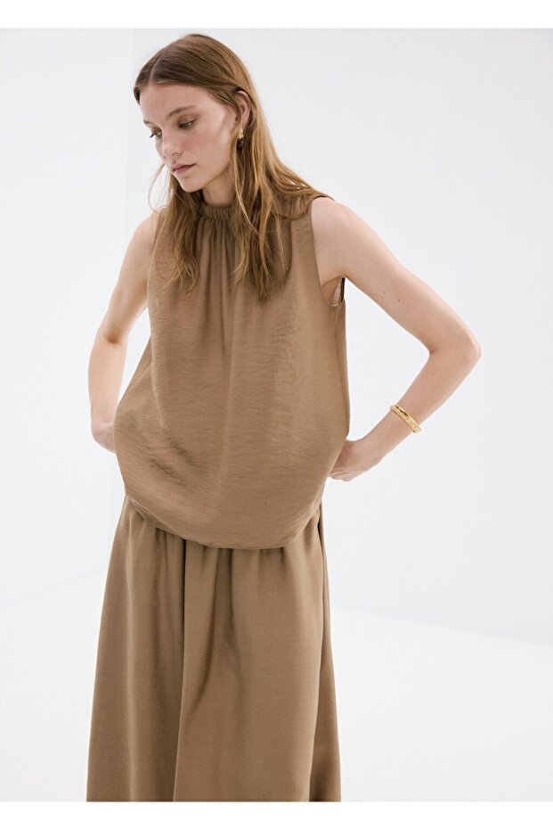 Büzgülü midi etek - 6