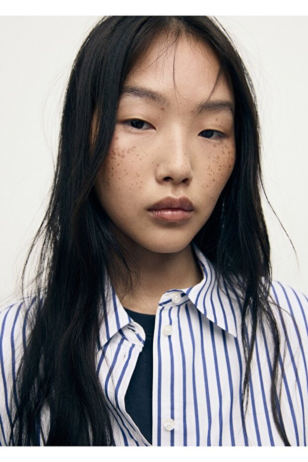 Çizgili crop gömlek - 6