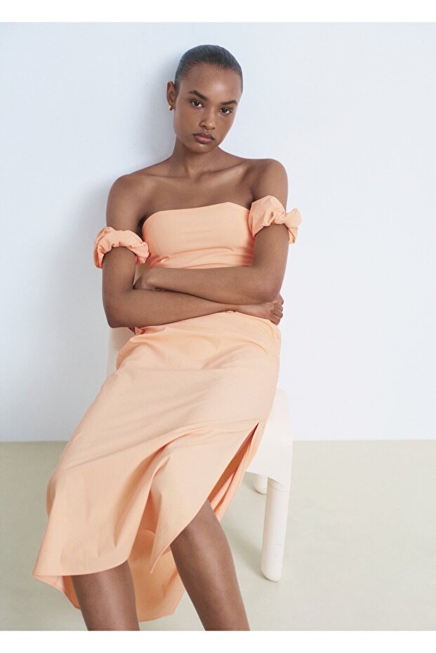 Straplez midi elbise - 7