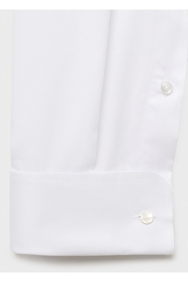 Kol düğmeli slim fit dimi kumaş gömlek - 5