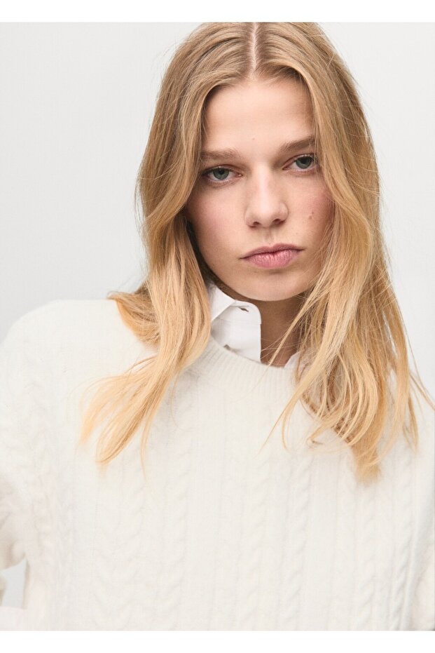 Örgü detaylı triko kazak - 6