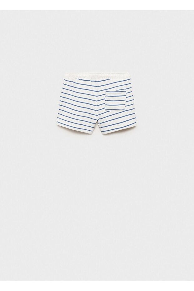 Pamuklu çizgili bermuda şort - 4