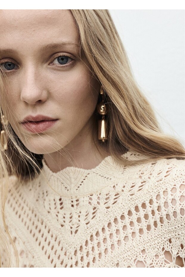 Ajur detaylı triko kazak - 6