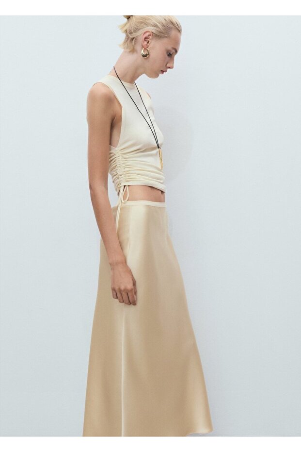 Saten midi etek - 6