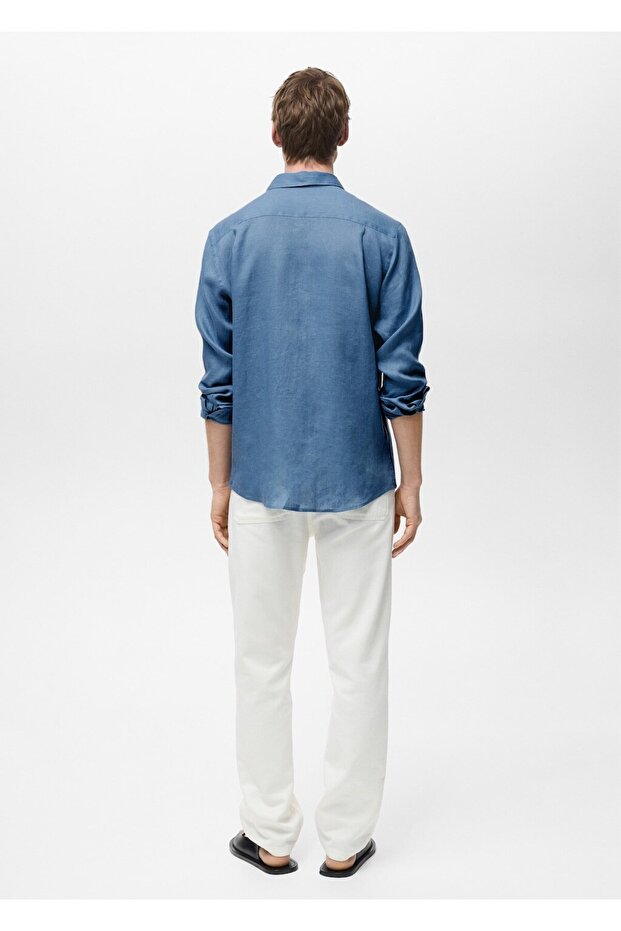 %100 keten regular fit gömlek - 4