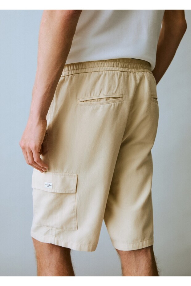 Keten kargo bermuda şort - 7