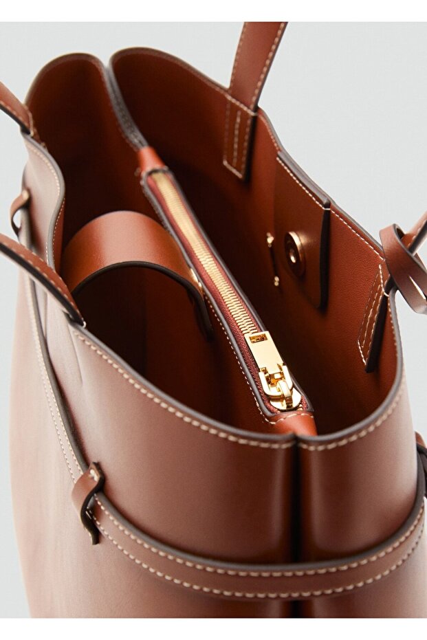 Charm detaylı shopper çanta - 6