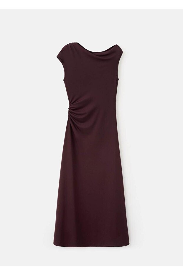 Büzgülü uzun elbise - 3