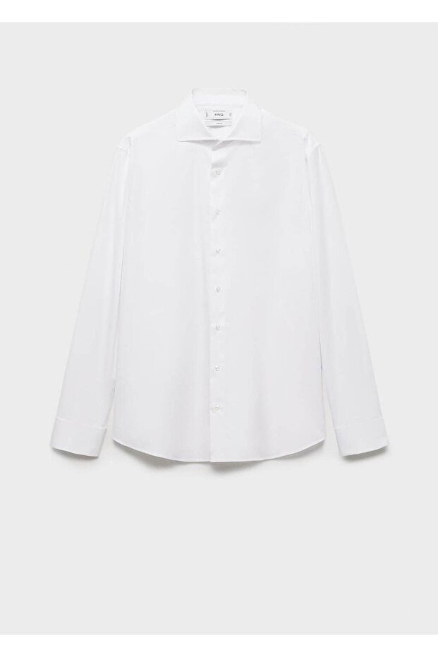 Kol düğmeli slim fit dimi kumaş gömlek - 3