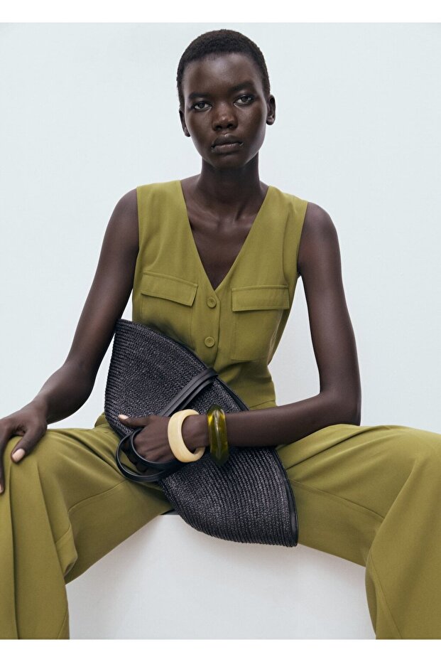 Göğsü cepli uzun tulum - 7