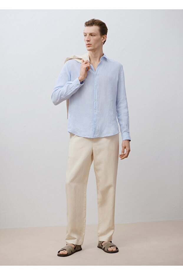 %100 keten gömlek - 8