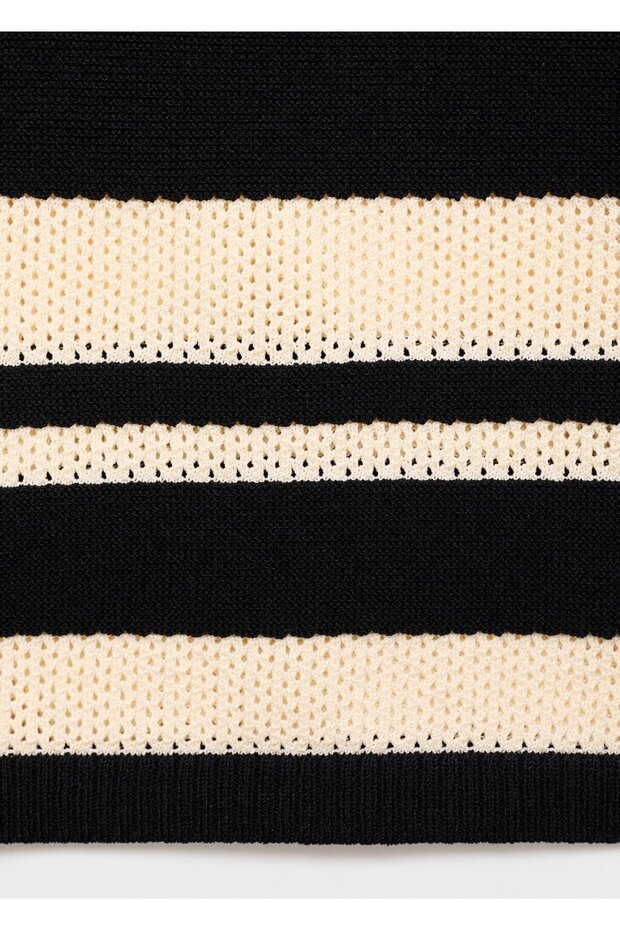 Çizgili midi triko etek - 5