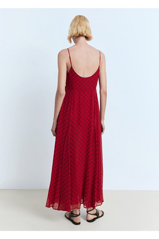 Çiçek desenli şifon elbise - 3