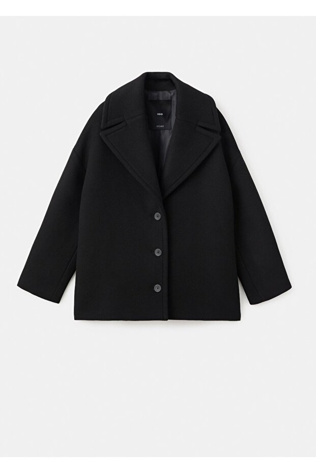 Oversize yün kısa palto - 3