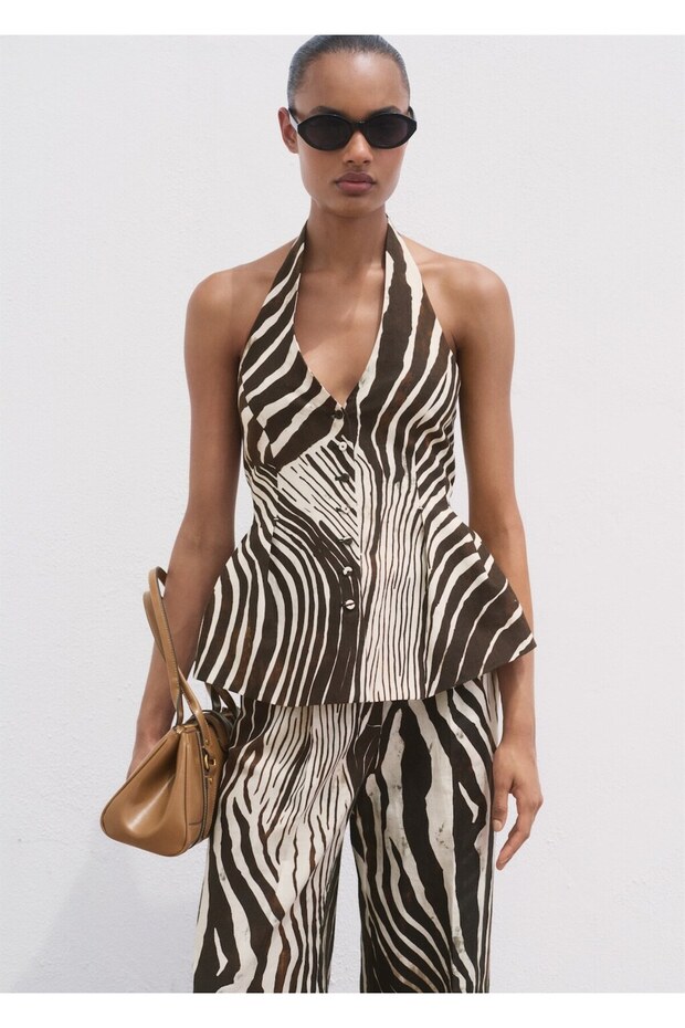 Zebra desenli keten yelek - 1